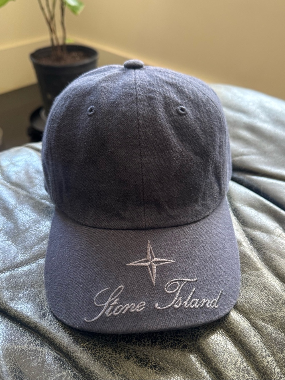 Stone Island/Supreme Hat Cap Strap Back Mens Navy Embroidered Logo Collab